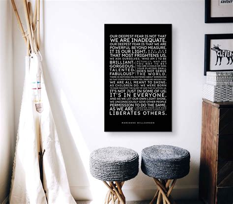 Our Deepest Fear Poem by Marianne Williamson Canvas, Motivational Quote