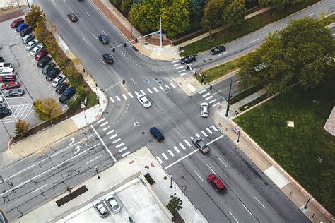 HD wallpaper: aerial photography of cars on road intersection, aerial ...