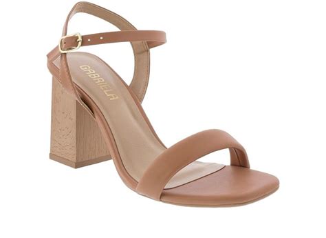 Sandália Gabriela Salto Grosso Tira Nude feminino o Melhor Preço é
