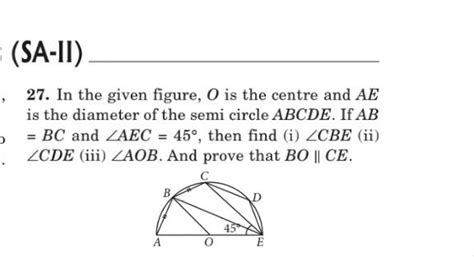 Sa Ii In The Given Figure O Is The Centre And Ae Is The Diameter O