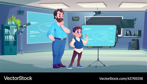 teacher  child  computer classroom school vector image