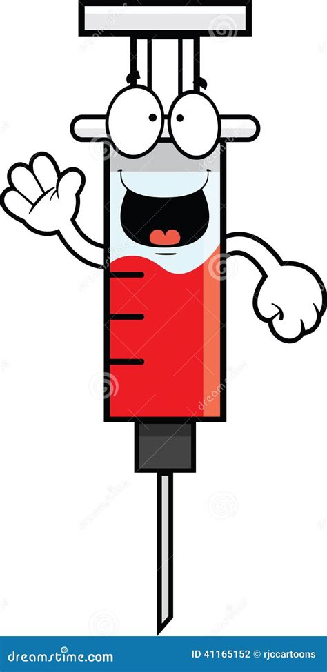 happy cartoon syringe stock vector illustration  happy