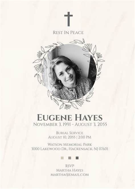 Free Burial Invitation Templates, Editable and Printable