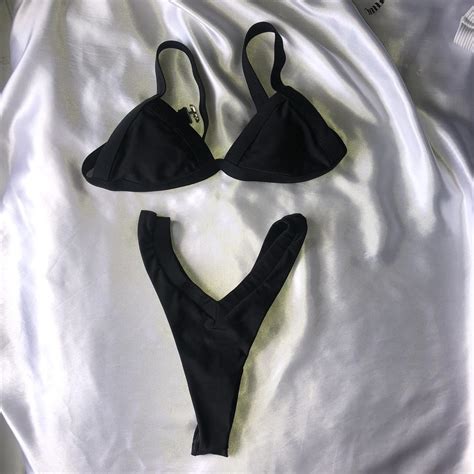 High Waisted Black Bikini Set Ask Me Depop