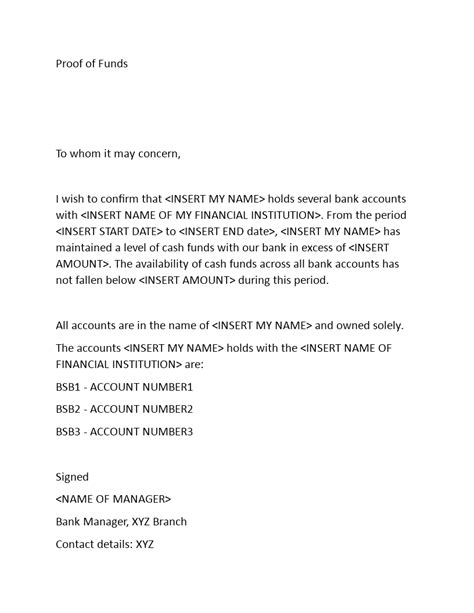 Proof Of Funds Letter Template Artofit