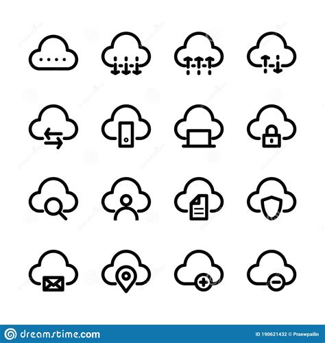 Cloud Storage Icon Set Cloud Computing In Line Icon Style Stock Illustration Illustration Of