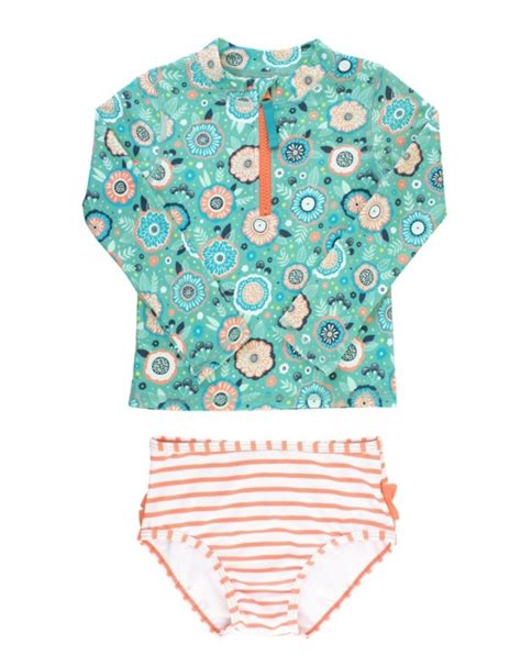 RUFFLE BUTTS LONG SLEEVE ZIPPER RASH GUARD BIKINI Poco Loco