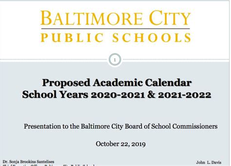 Baltimore City Public Schools Calendar 2020-2021