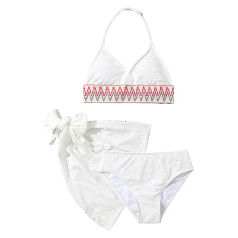 WOYY Big Girls Eyelet Bikini Swimsuit With Cover Up UPF 50 Bathing Suit Swimwear Walmart