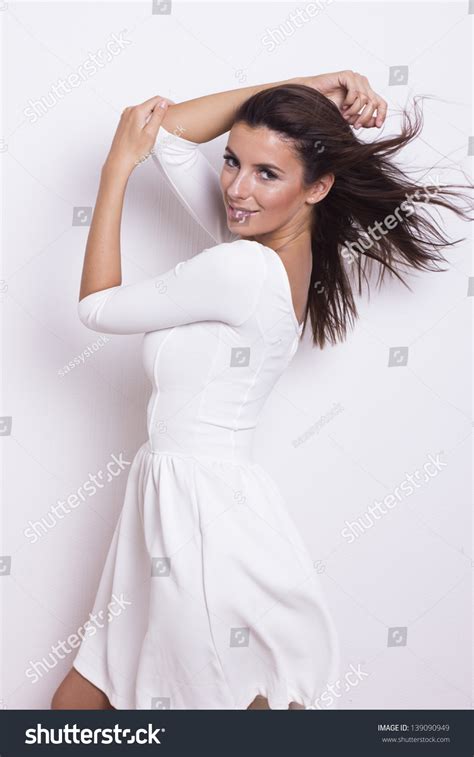 Sexy Beautiful Brunette Woman White Dress Stock Photo 139090949 Shutterstock