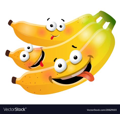 Fun Cute Bunch Banana Cartoon Characters Vector Image