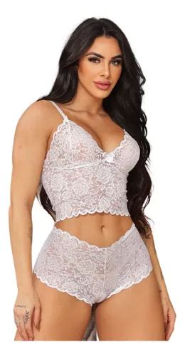 Kit Lingerie Espera Marido Cale On Rendado Calcinha Tanga Mercadolivre