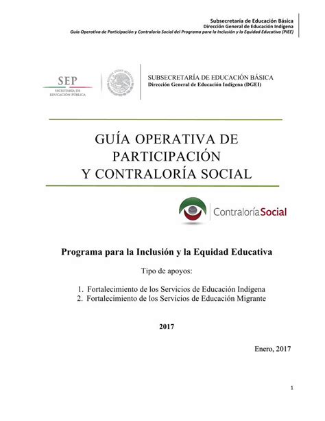 Pdf GuÍa Operativa De ParticipaciÓn Y ContralorÍa Social€¦ · Guía