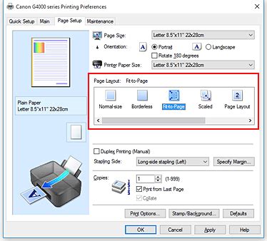 Canon PIXMA Manuals G4000 Series Fit To Page Printing