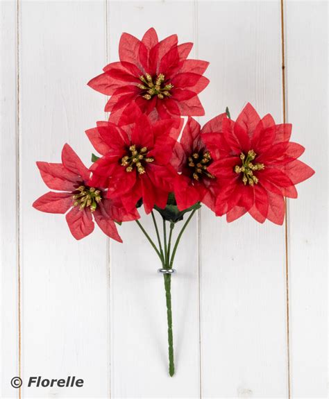 PONGEE POINSETTIA BUSH X5 2 COLS ASS Florelle