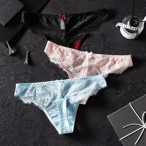 Stock Sexy Lace Low Waist Thongs Cotton Crotch Comfort Women G String Seamless Lingerie Female