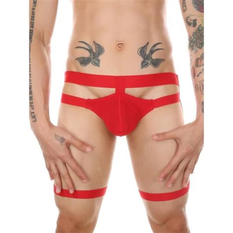Iiniim Boxer Briefs Bulge Pouch Homme Sous Vêtement Taille Basse avec Jarretelles Gay Jockstrap