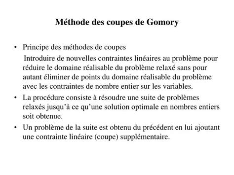 Ppt M Thode Des Coupes De Gomory Powerpoint Presentation Free