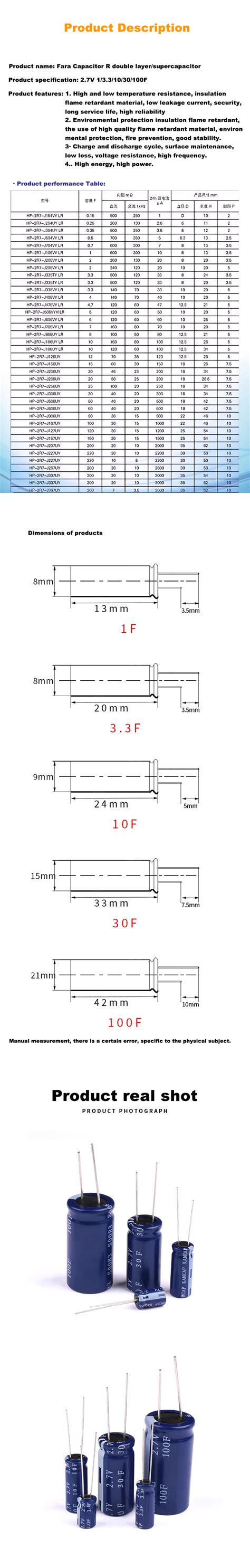 Supply Fara Capacitor V F F F F F Type R Double Layer