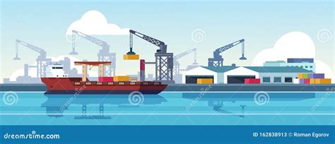 Marine Port Shipping Transportation And Ocean Logistic Flat Banner