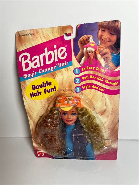 1995 Barbie Magic Change Hair Wig Reddish Blonde Curly Mattel 68311 NEW Etsy