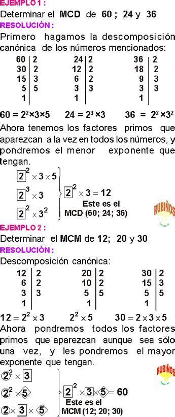 MÁXIMO COMÚN DIVISOR Y MÍNIMO COMÚN MÚLTIPLO MCD MCM DE SECUNDARIA