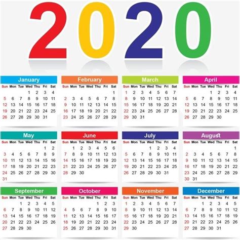 Colorful 2020 Calendar PNG Images, Colorful, Colorful Calendar