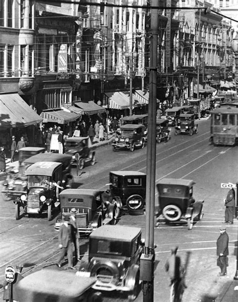 A packed and busy Broadway, downtown Los Angeles, circa 1920s