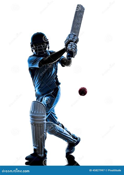 Cricket Player Batsman Silhouette Stock Image Image Of Silhouette