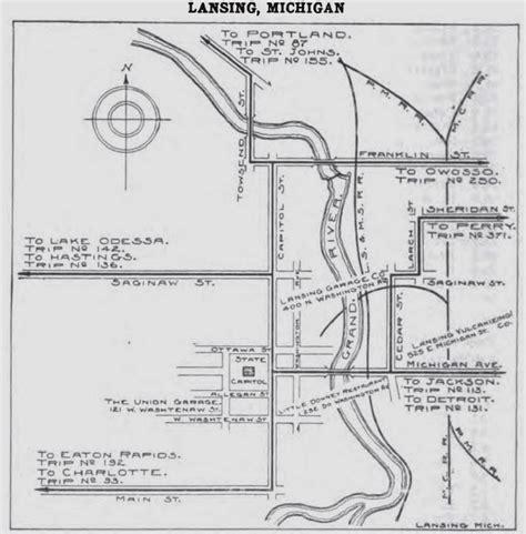 Michigan's Past: 1913 Guidebook Map of Lansing