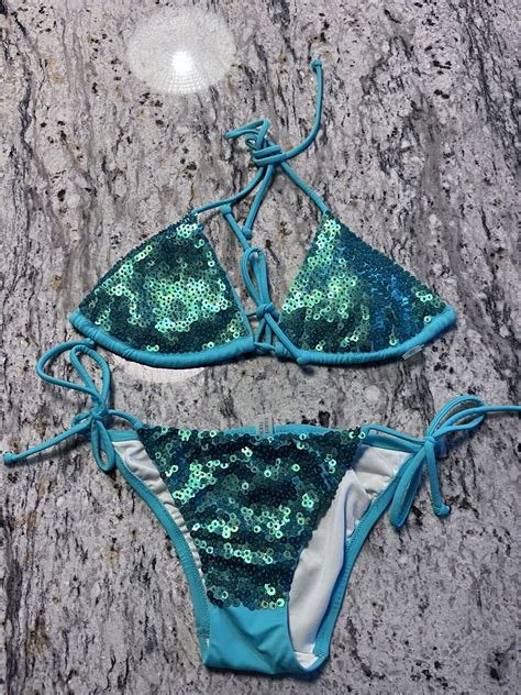 Victoria S Secret Mermaid Sequin Bikini Set Gem