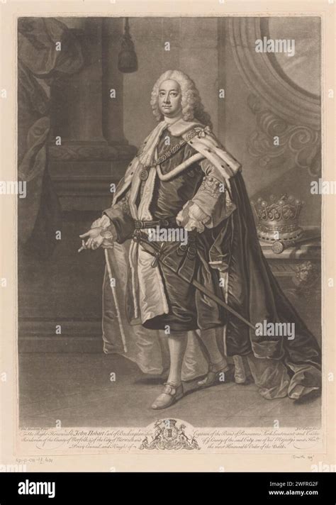 Portret Van John Hobart John Faber Ii After Thomas Hudson 1746