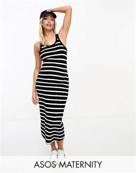 Asos Design Maternity Ribbed Scoop Neck Tank Top Midi Dress In Reverse