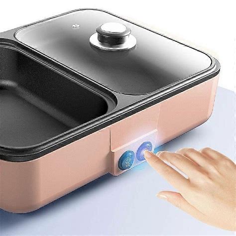 2 IN 1 Electric Hot Pot Cooker BBQ 1400W Grill Multicooker Electric BBQ Grill Non Stick Plate