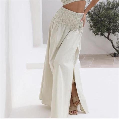 Nude Lucy Oasis Poplin Maxi Skirt Eucalyptus Rrp Depop