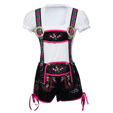 Women Sexy Beer Girl Costume White Top And Lederhosen German