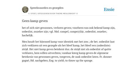 Geen Kamp Geven De Betekenis Volgens Spreekwoorden En Gezegden