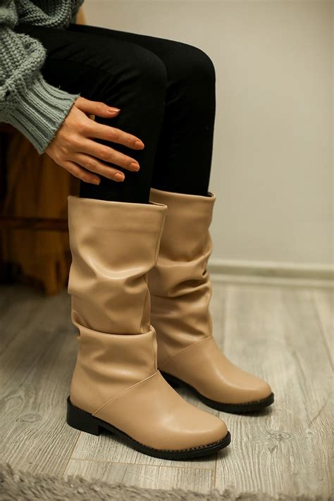 Kadın Körüklü Çizme NUDE CİLT