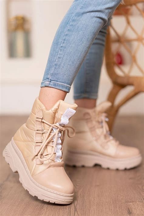 Papuçlarım Nora Nude Mat Deri Su Geçirmez Kadın Kar Botu Fiyatı