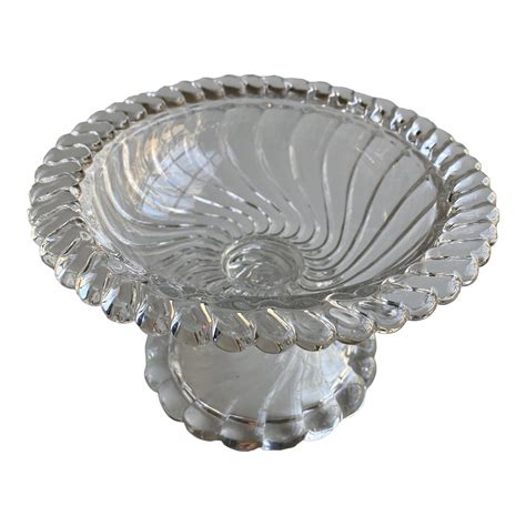 Vintage Clear Glass Swirl Design Compote Chairish