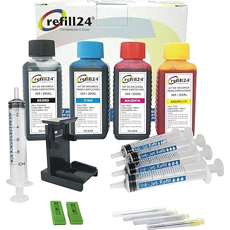 Refill24 Kit De Recarga Compatible Para Cartuchos De Tinta HP 305 305