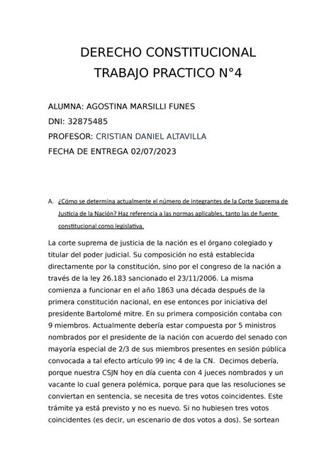 Trabajo Practico N Derecho Constitucional Reever Derecho