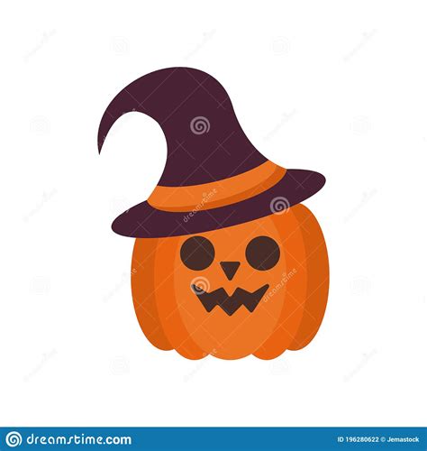 Cara De Calabaza De Halloween Con Sombrero De Bruja Icono De Estilo