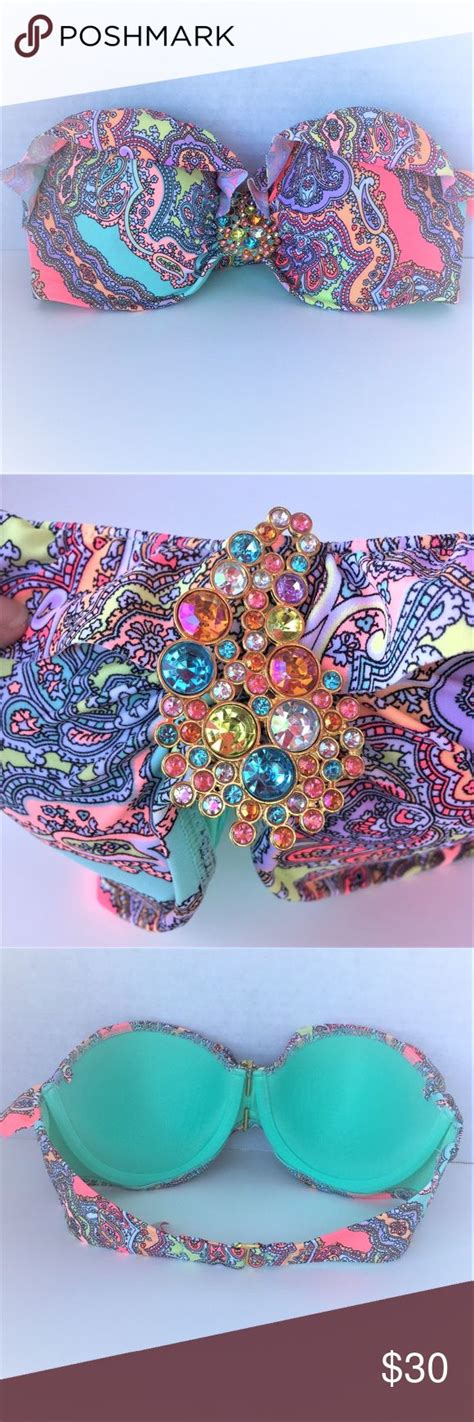 Victoria S Secret Jeweled Bandeau Bikini Top 34C Bikinis Bandeau