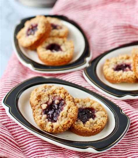 Shortbread Jam Cookies With A Streusel Topping Karen S Kitchen Stories