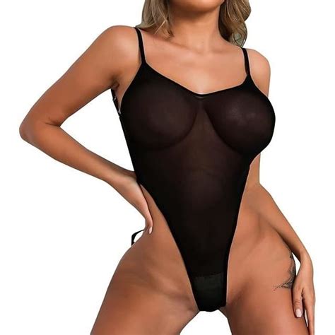 Lingerie Sexy Femme Valentin Coquin Body Dos Nu en Dentelle Noir Noir Cdiscount Prêt à