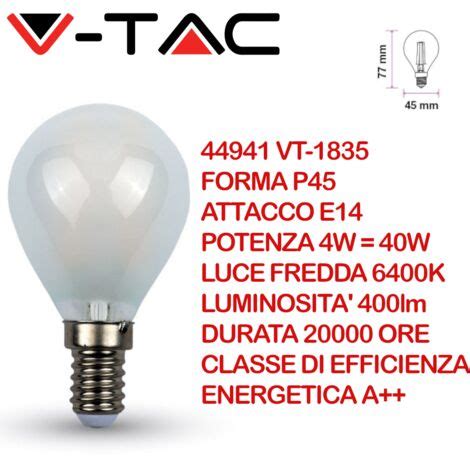 V Tac Vt Lampadina Led E W P Filamento Incrociato Satinato