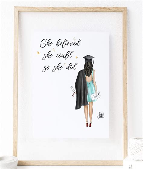 Personalized Graduation Print She Believed She Could So She Did