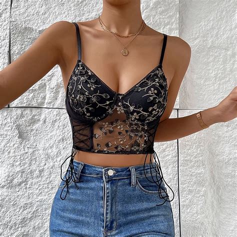 Sexy Lace Corset Bustier Bodysuit Corset Tank Tops Y K Short Hollow Out Hot Bra Vest Fashion