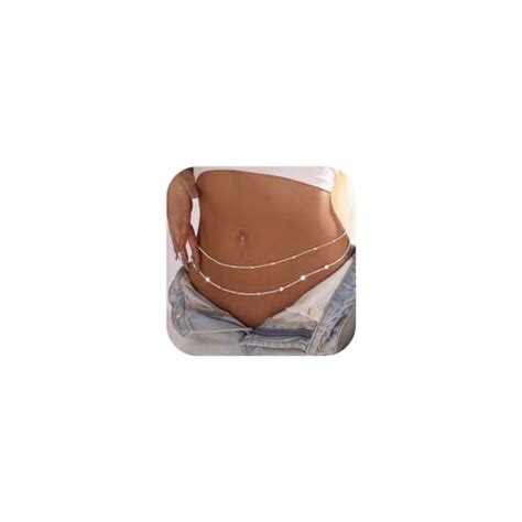 Lobster Clasp 14K Gold Plated Body Chain Dainty Boho Layered Waist Chain Adjustable Bikini